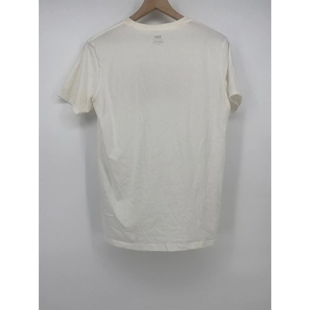 Levi's T-Shirt Small Cream Red Batwing Logo Graphic Cotton Excellent